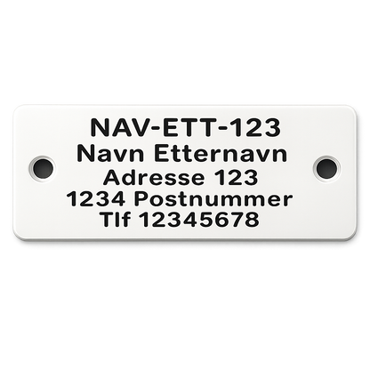 Teinemerke 40×80 mm i hvit, robust og godt synlig for tydelig og forskriftsmessig merking av teiner.